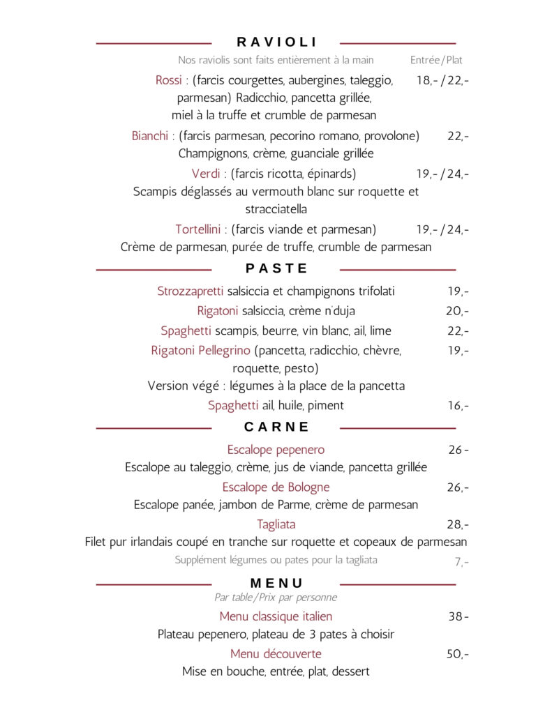 Menu Pepenero